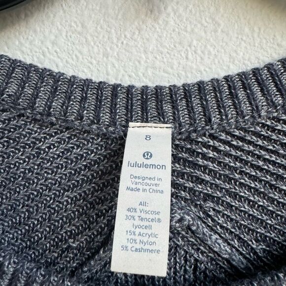 Lululemon Cabin Yogi Long Sleeve Inkwell Size 8 Medium Cashmere Lightweight - Picture 3 of 7